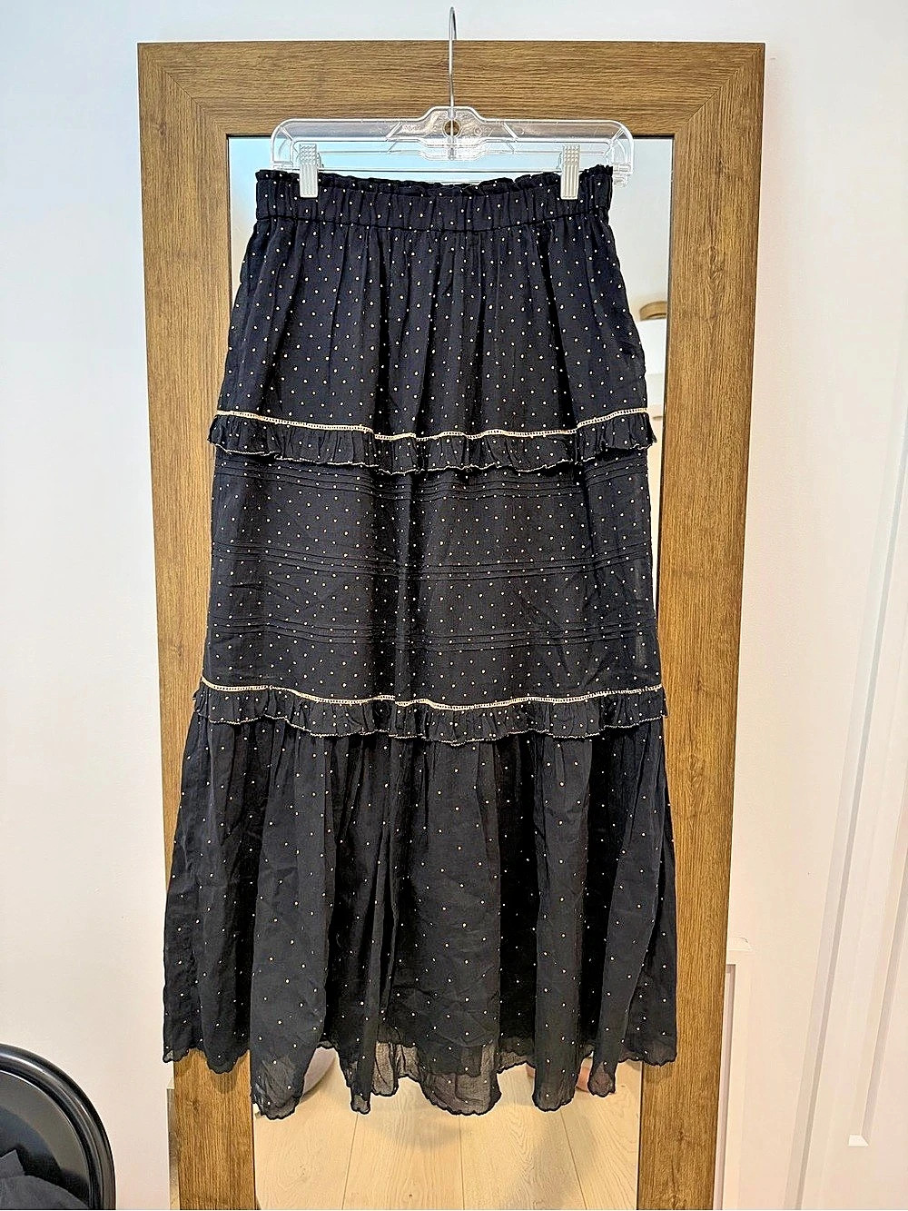 Isabel Marant Étoile Volodia Skirt Volodia Polka Dot Tiered Maxi Skirt in Black